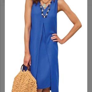 Soft Surroundings Blue XS Lucina Crepe Flowy Summer Short Casual Dress/Dressy